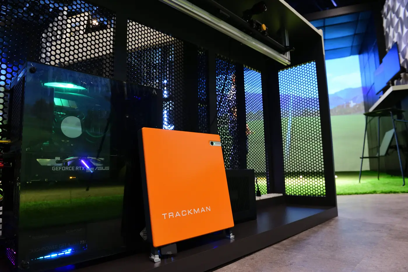 Simulator bay with a TrackMan 4 unit
